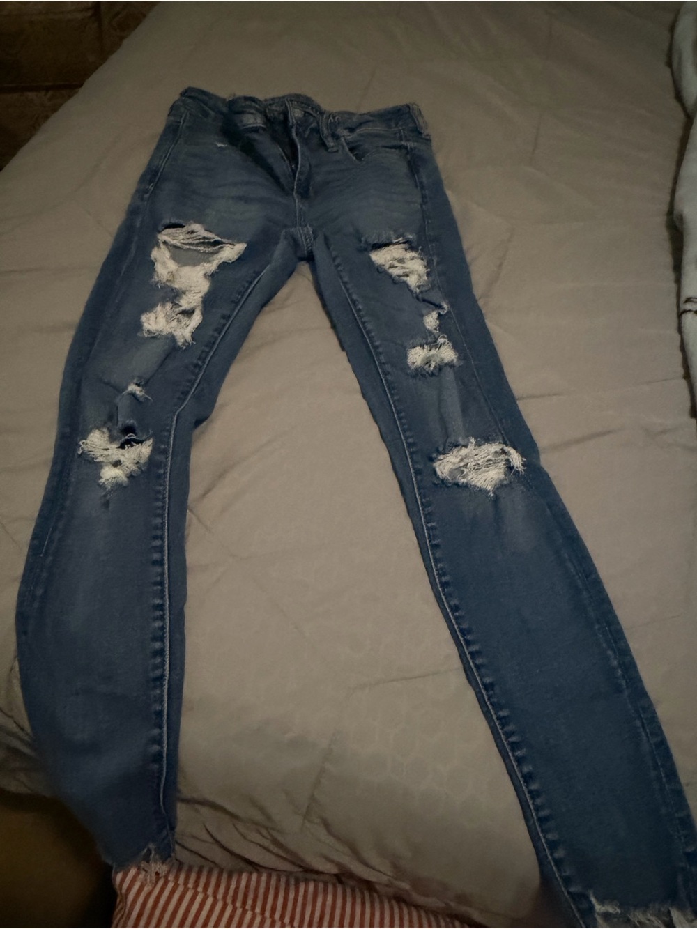 American Eagle Outfitters Women's Distressed Skinny Jeans - Blue